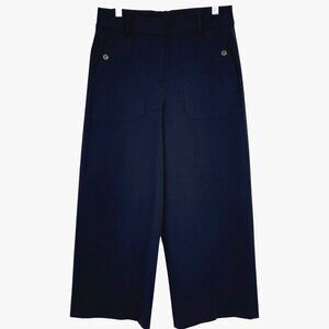 J. Crew Sydney Wide Leg Pant In Bi Stretch Cotton Blend Navy Blue Size 6